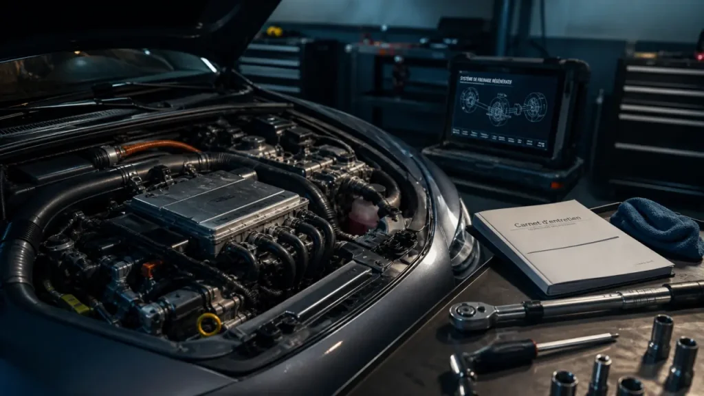 Entretien voiture hybride : vidange batterie et freins en garage