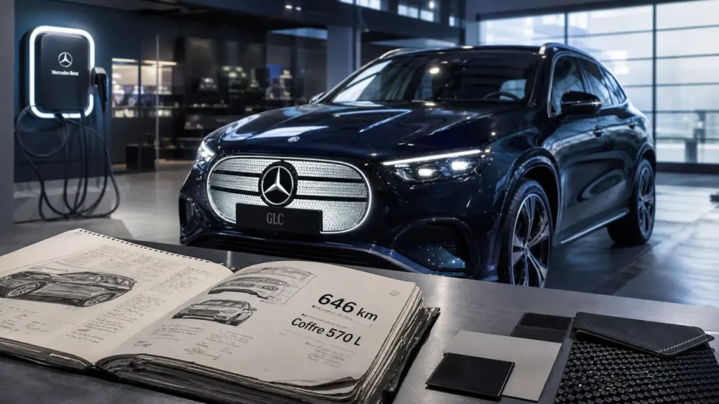 Mercedes GLC électrique 2026 avec autonomie 646 km, frunk et confort