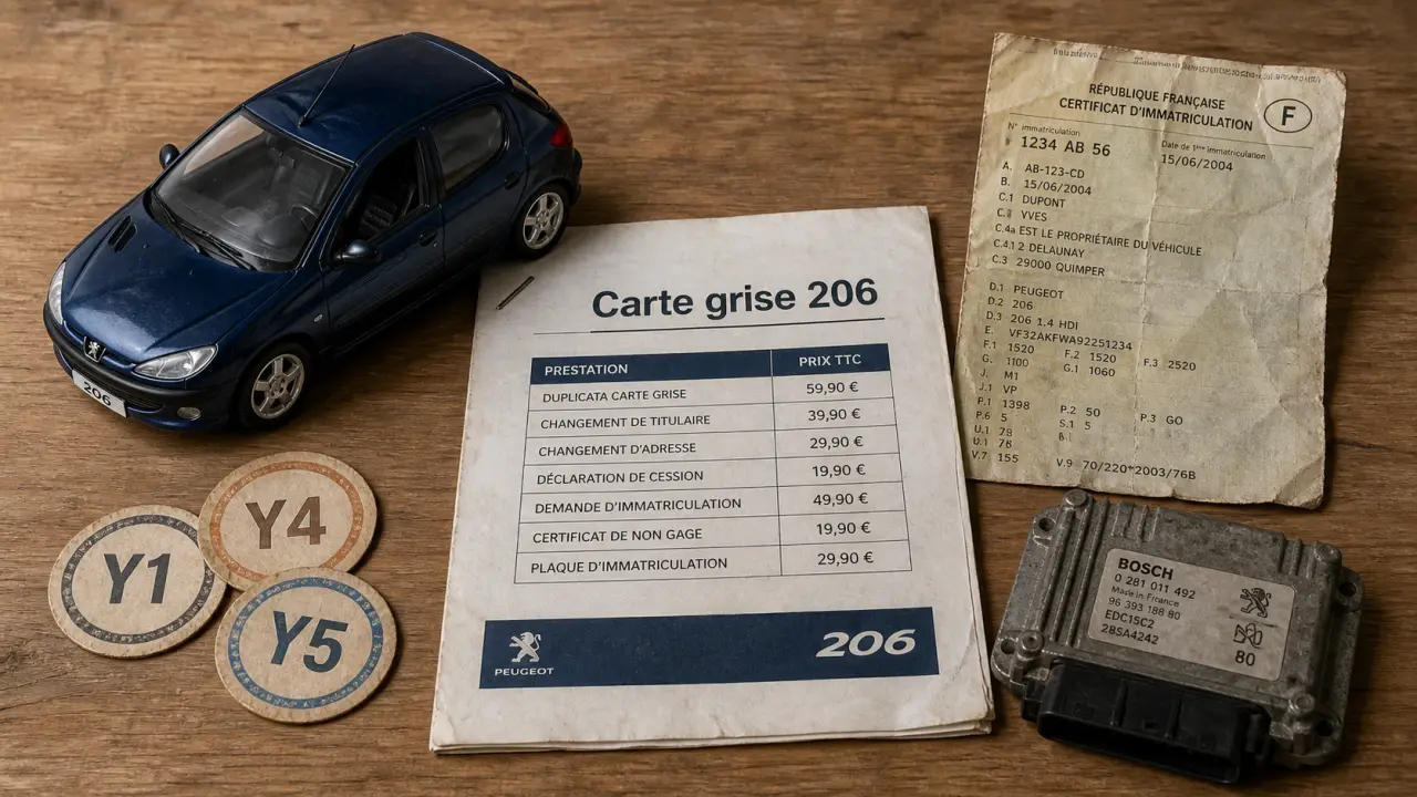 Prix carte grise 206 : région et chevaux fiscaux