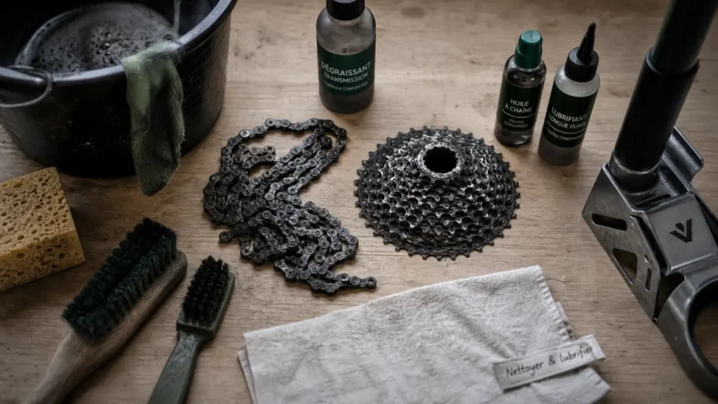 Velo entretien : nettoyer et lubrifier la chaîne et la cassette