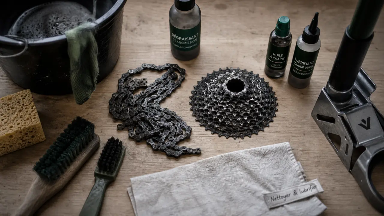 Velo entretien : nettoyer et lubrifier la chaîne et la cassette