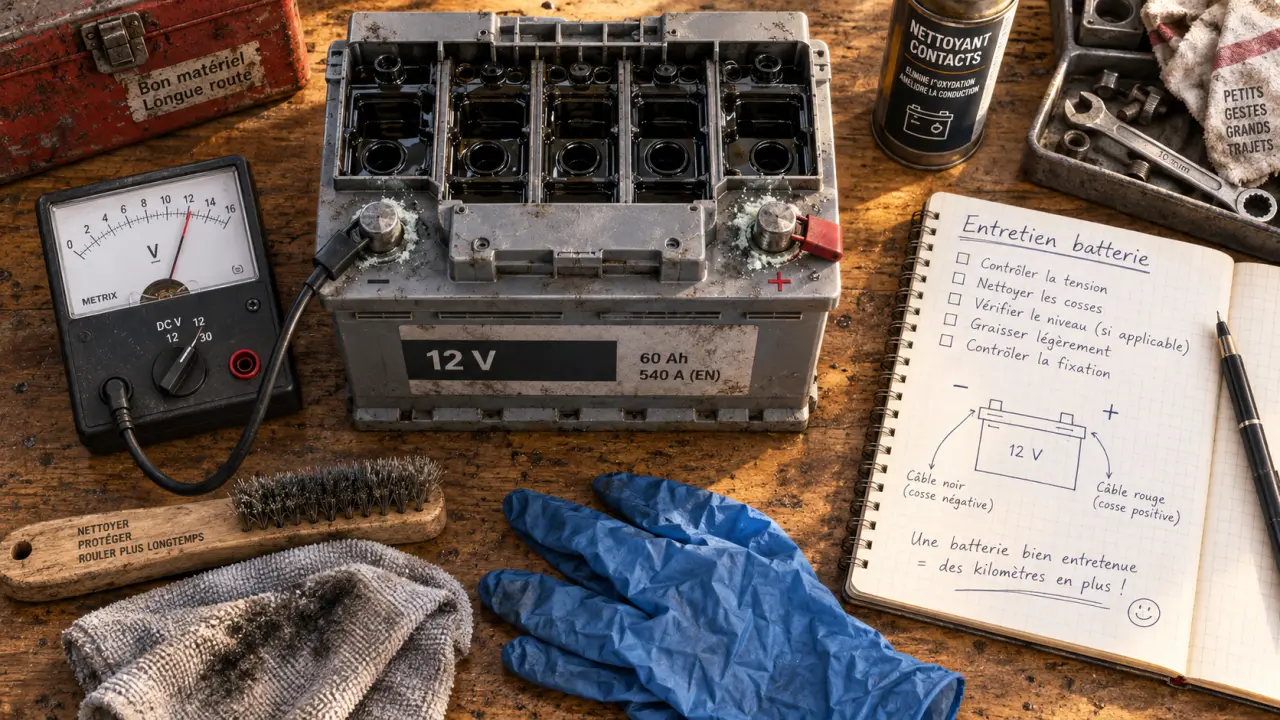 Entretien batterie voiture : contrôles de bornes et voltmètre avant l’hiver