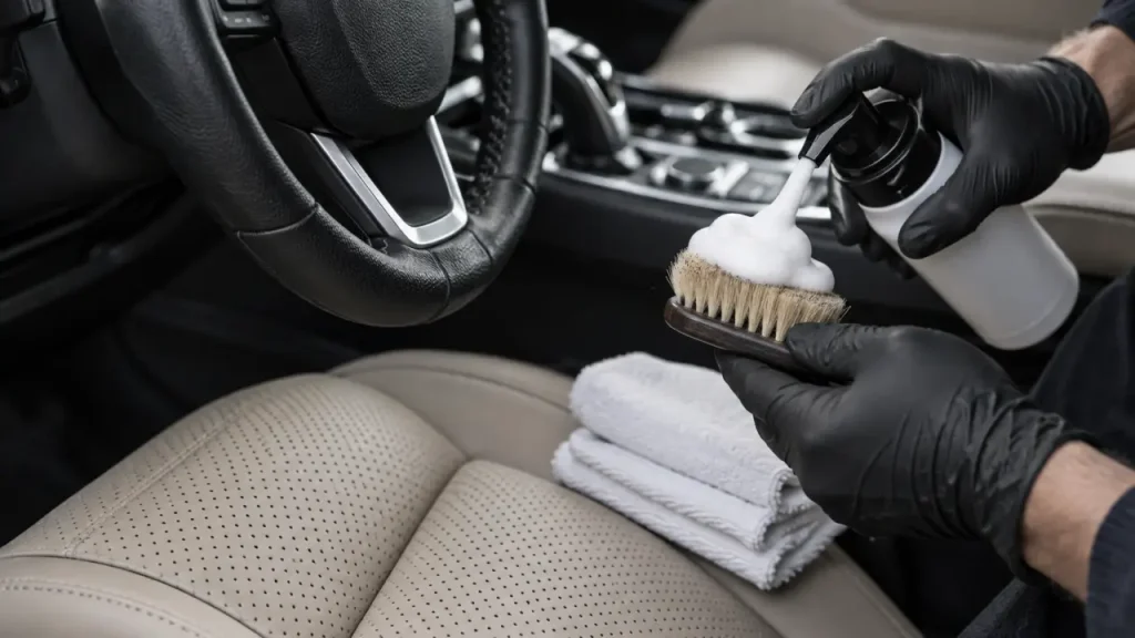 Nettoyer le cuir voiture : brosse et microfibres pour nettoyer sans graisser